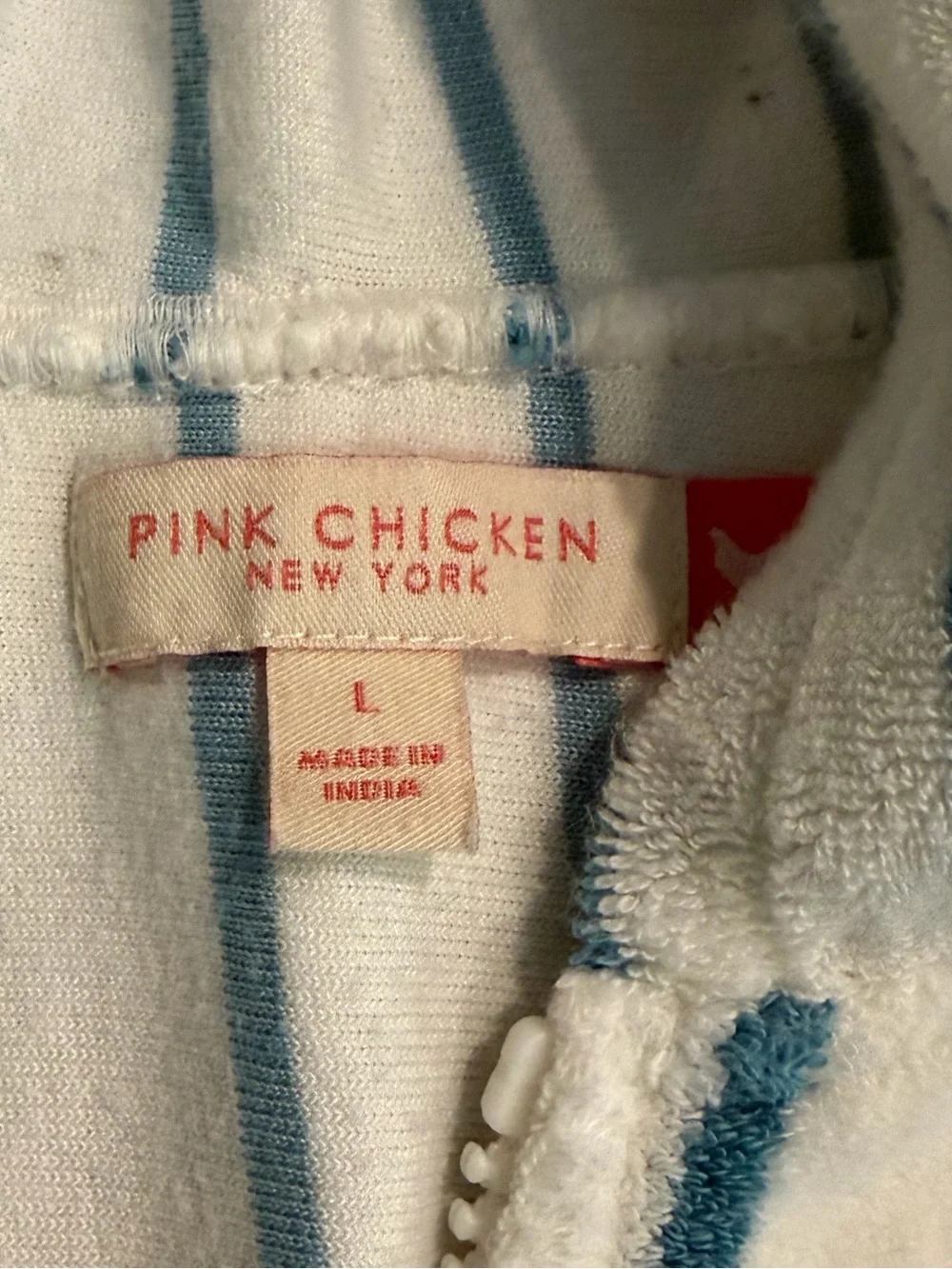 Pink Chicken White & Teal Striped Hooded Zip Cover-Up